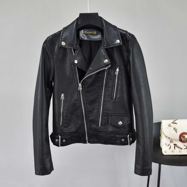 designerautumn 2020 suit collar waist zipper decoration long women's sleeve washed pu leather jacket, Black
designerautumn 2020 suit collar waist zipper decoration long women's sleeve washed pu leather jacket, Black