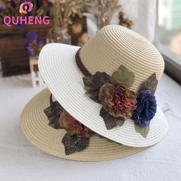wide brim hats quheng style ladies hat carnation double flower color matching straw idyllic outing sun seaside beach m176, Blue;gray
wide brim hats quheng style ladies hat carnation double flower color matching straw idyllic outing sun seaside beach m176, Blue;gray