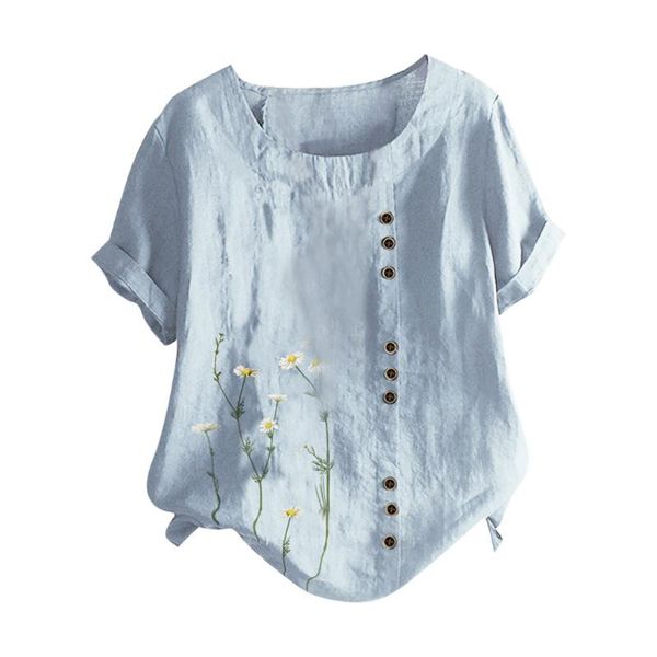 feitong 2021 summer blouse shirt plus size women short sleeve floral print buttons cotton linen vintage womens and blouses, White
feitong 2021 summer blouse shirt plus size women short sleeve floral print buttons cotton linen vintage womens and blouses, White