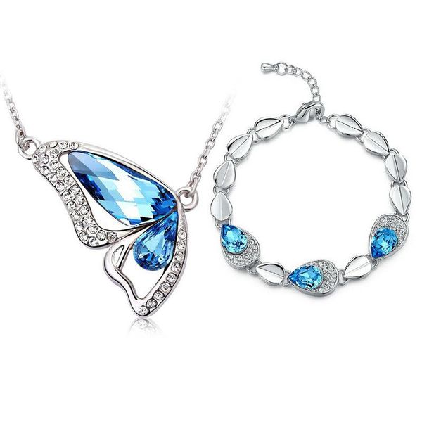 chokers creative personality alloy jewelry female butterfly crystal pendant necklace hollowed out bracelet set, Golden;silver
chokers creative personality alloy jewelry female butterfly crystal pendant necklace hollowed out bracelet set, Golden;silver
