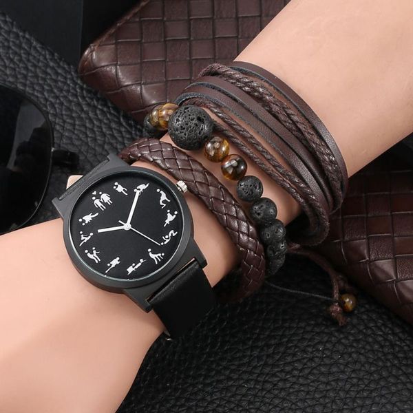 wristwatches men's classic black wristwatch set bracelet creativity quartz dial leather strap pin buckle elastic bracelets gift box for, Slivery;brown
wristwatches men's classic black wristwatch set bracelet creativity quartz dial leather strap pin buckle elastic bracelets gift box for, Slivery;brown