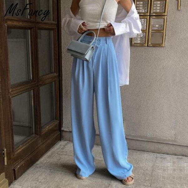 women's pants & capris msfancy suit women high waist wide leg pantalones de mujer 2021 black baggy streetwear, Black;white
women's pants & capris msfancy suit women high waist wide leg pantalones de mujer 2021 black baggy streetwear, Black;white