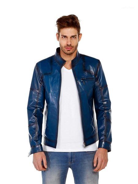 men's leather & faux genuine soft handmade blue man jacket biker style lambskin metal zipper autumn winter gift for valentine's, Black
men's leather & faux genuine soft handmade blue man jacket biker style lambskin metal zipper autumn winter gift for valentine's, Black