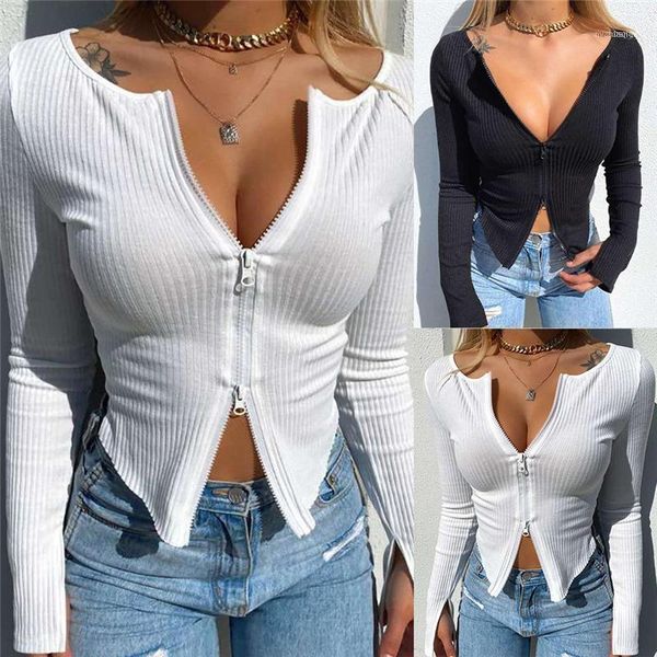 women's blouses & shirts deep v neck solid women blouse elegant rib knitted long sleeve pullover autumn lady hollow out slim zip b, White
women's blouses & shirts deep v neck solid women blouse elegant rib knitted long sleeve pullover autumn lady hollow out slim zip b, White