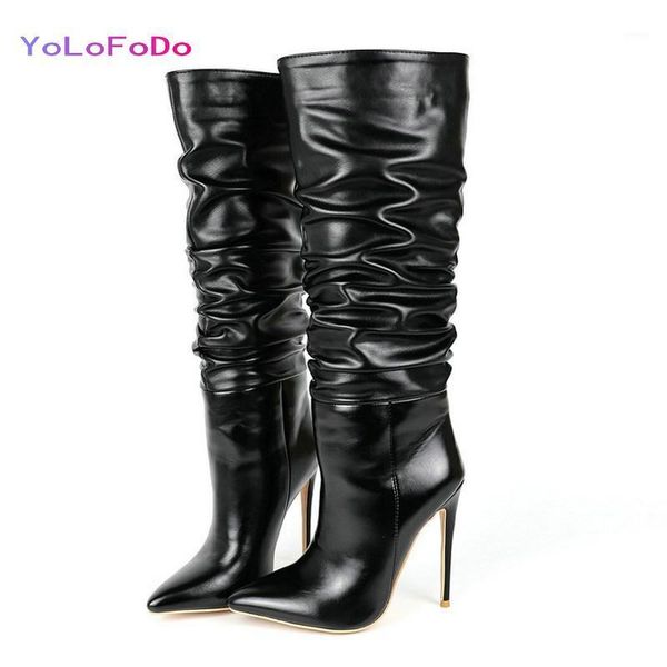 boots faux leather women knee high fashion pointed toe thin heel winter plated woman's shoes plus size 34-431, Black
boots faux leather women knee high fashion pointed toe thin heel winter plated woman's shoes plus size 34-431, Black