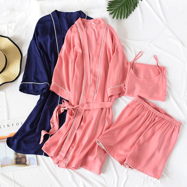 2021 new summer couple cotton thin three-piece suit ladies mulberry silk strap nightgown shorts men loose pajamas 2ajg, Black;brown
2021 new summer couple cotton thin three-piece suit ladies mulberry silk strap nightgown shorts men loose pajamas 2ajg, Black;brown