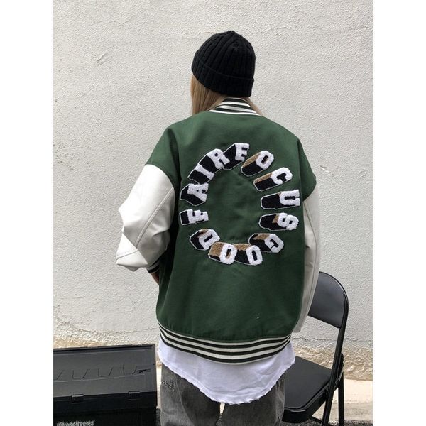 2021 spring and autumn new stitching towel embroidered baseball suit ins men's women's loose fashion hip hop jacket, Black
2021 spring and autumn new stitching towel embroidered baseball suit ins men's women's loose fashion hip hop jacket, Black