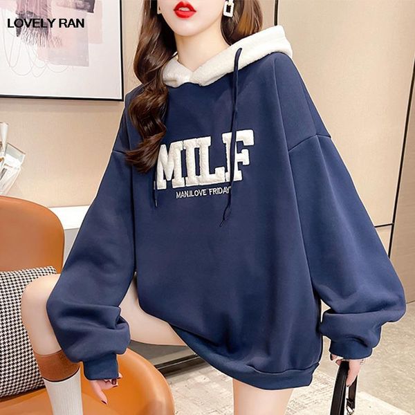 women hoodie milf letter print lamb wool hoodies fleece oversize korean style sweatshirts female 2021 autumn girls casual pullovers, Black
women hoodie milf letter print lamb wool hoodies fleece oversize korean style sweatshirts female 2021 autumn girls casual pullovers, Black