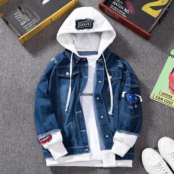 men's jackets fake twin set denim jacket students hooded loose fit casual coat men single breasted patchwork outerwear plus size 2021 a, Black;brown
men's jackets fake twin set denim jacket students hooded loose fit casual coat men single breasted patchwork outerwear plus size 2021 a, Black;brown
