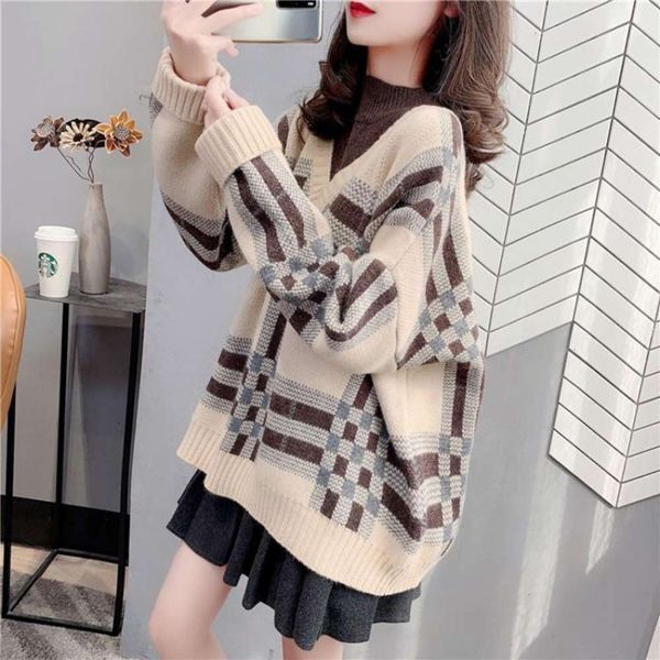sweaters, plaid two half loose fitting, height collar, stitching knitted women's clothing in autumn and winter 2020 luxury, White;black
sweaters, plaid two half loose fitting, height collar, stitching knitted women's clothing in autumn and winter 2020 luxury, White;black