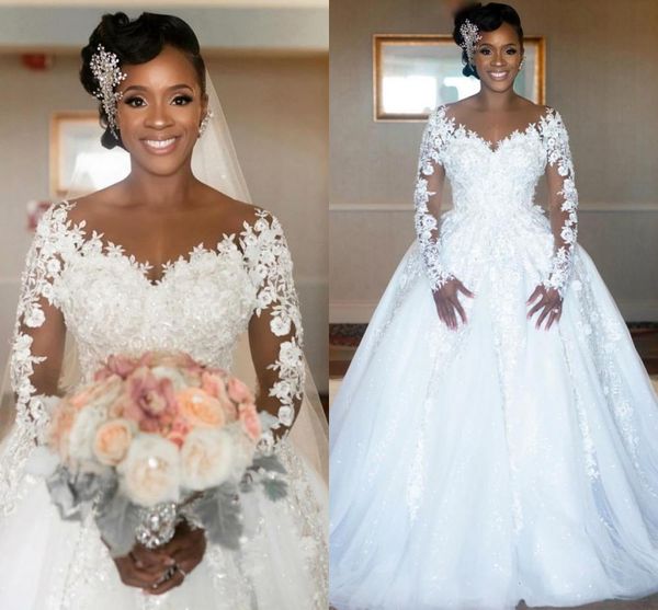 2021 new arabic vintage lace appliques wedding es sheer jewel neck see though long sleeves 3d flowers bridal gowns 9prj, White
2021 new arabic vintage lace appliques wedding es sheer jewel neck see though long sleeves 3d flowers bridal gowns 9prj, White