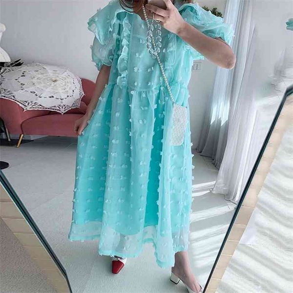 south korean chic cut-back sweet dress collar three-dimensional dot wood ear stitching design loose bubble sleeve woman 210529, Black;gray
south korean chic cut-back sweet dress collar three-dimensional dot wood ear stitching design loose bubble sleeve woman 210529, Black;gray