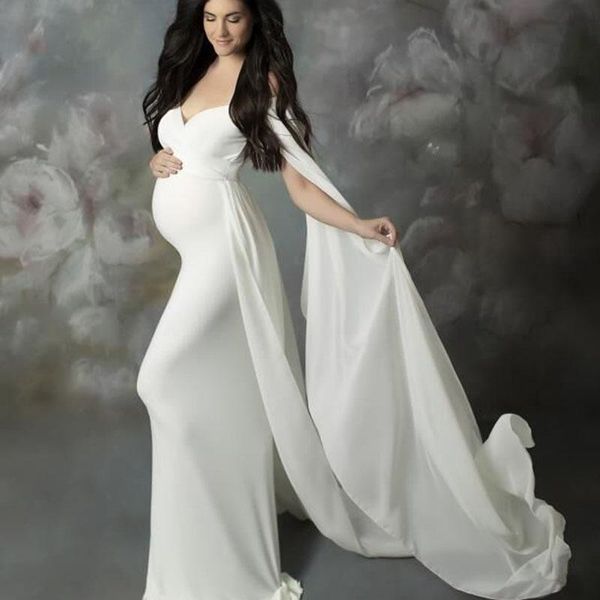 maternity dresses maxi gown for po shoot shoulderless pregnancy dress pography pregnant women long with cloak, White
maternity dresses maxi gown for po shoot shoulderless pregnancy dress pography pregnant women long with cloak, White