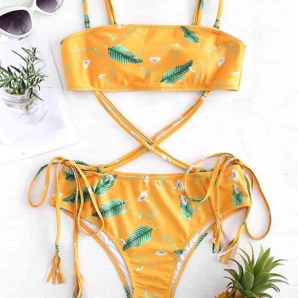 2021 n ew green leaf tassel print swimsuit one piece bra tie bikini, White;black
2021 n ew green leaf tassel print swimsuit one piece bra tie bikini, White;black