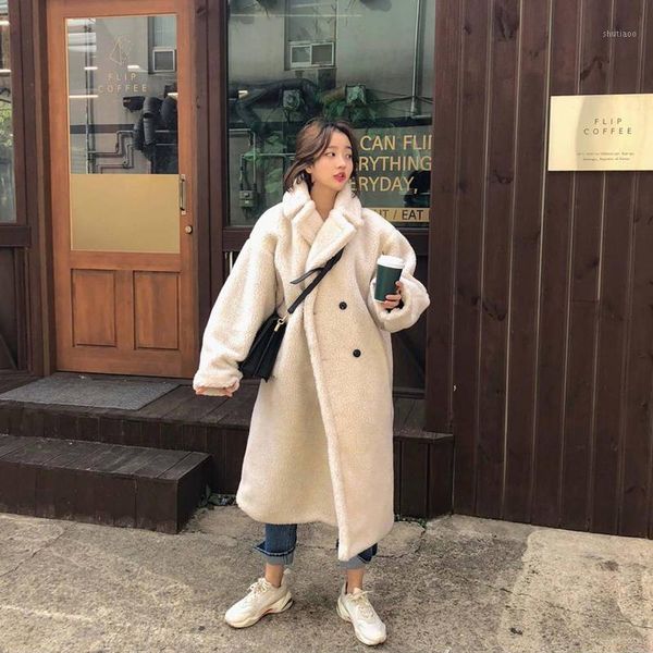 women's wool & blends dunayskiy warm female 2021 retro loose winter women coats lamb turn-down collar soft single breasted chic casual, Black
women's wool & blends dunayskiy warm female 2021 retro loose winter women coats lamb turn-down collar soft single breasted chic casual, Black