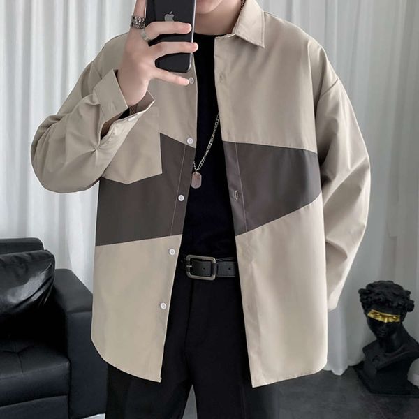 spring and autumn men's long sleeve korean version trend handsome splicing inch clothes loose casual versatile shirt coat, Tan;black
spring and autumn men's long sleeve korean version trend handsome splicing inch clothes loose casual versatile shirt coat, Tan;black