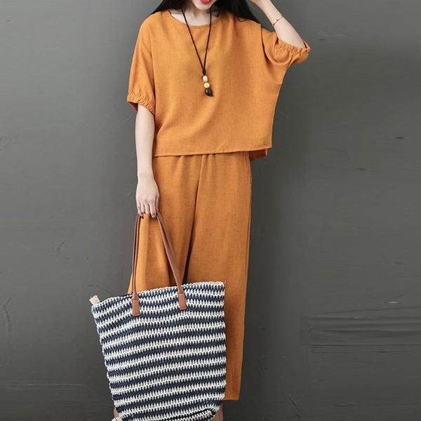 two piece dress womens blouse bamboo cotton linen half sleeve loose 7 points pants summer 7-point wide-leg set, White
two piece dress womens blouse bamboo cotton linen half sleeve loose 7 points pants summer 7-point wide-leg set, White