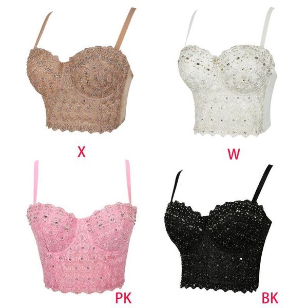 women's tanks & camis women embroidery floral lace bustier crop spaghetti strap push up bralette glitter sequins rhinestone corset, White
women's tanks & camis women embroidery floral lace bustier crop spaghetti strap push up bralette glitter sequins rhinestone corset, White