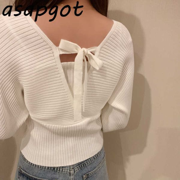 pullovers sweaters&jumpers fashion white fake two piece knitted short chic korean lace up puff long sleeve knitwear retro 210610 
pullovers sweaters&jumpers fashion white fake two piece knitted short chic korean lace up puff long sleeve knitwear retro 210610