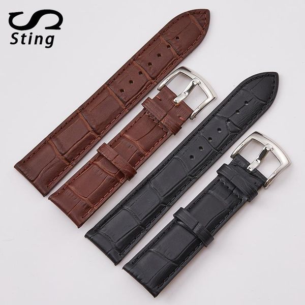 watch bands sting strap black brown leather pin buckle 19mm 20mm replacement for men's and women's