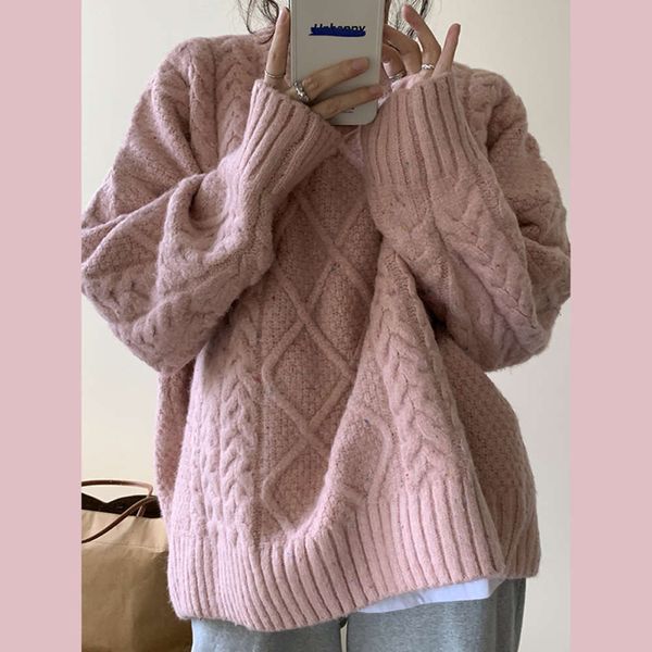 autumn and winter 2020 loose women's net red fried street gentle wind thickened twist sweater, White;black
autumn and winter 2020 loose women's net red fried street gentle wind thickened twist sweater, White;black