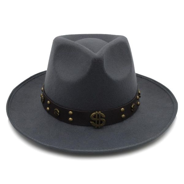 stingy brim hats steampunk women felt fedora hat with wide jazz elegant lady sombrero godfather female punk belt size 58cm, Blue;gray
stingy brim hats steampunk women felt fedora hat with wide jazz elegant lady sombrero godfather female punk belt size 58cm, Blue;gray