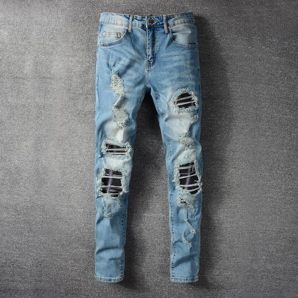 2021 new american streetwear fashion men jeans elastic slim fit stretch ripped denim pants destroyed hip hop punk trousers ozk9, Blue
2021 new american streetwear fashion men jeans elastic slim fit stretch ripped denim pants destroyed hip hop punk trousers ozk9, Blue