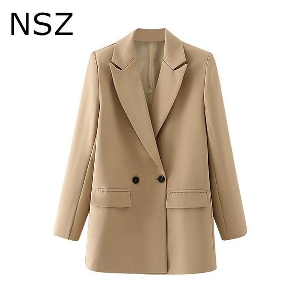 nsz women oversized double breasted office blazer long sleeve elegant chic coat work business suit jacket ladies outerwear, White;black 
nsz women oversized double breasted office blazer long sleeve elegant chic coat work business suit jacket ladies outerwear, White;black