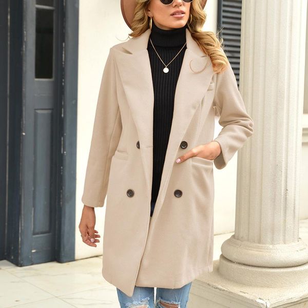 women's wool & blends european and american wear, autumn winter long lapel woolen coat, Black
women's wool & blends european and american wear, autumn winter long lapel woolen coat, Black