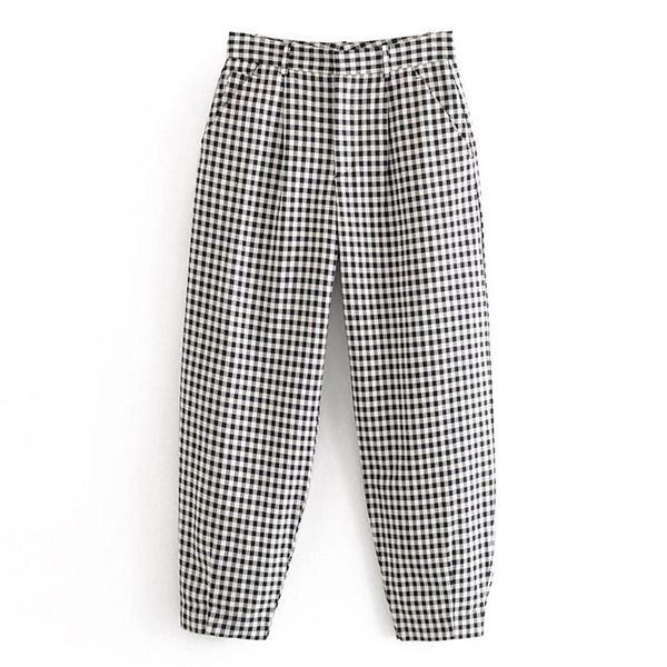 women's pants & capris elina casual loose high waisted women fashion plaid printed trousers elegant ankle length female ladies dm, Black;white
women's pants & capris elina casual loose high waisted women fashion plaid printed trousers elegant ankle length female ladies dm, Black;white