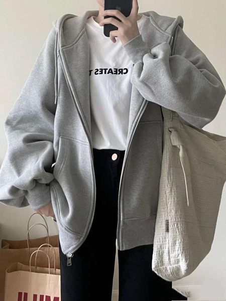 women's hoodies & sweatshirts women oversized autumn casual solid zipper korean version loose thin long-sleeved hooded female jacket co, Black
women's hoodies & sweatshirts women oversized autumn casual solid zipper korean version loose thin long-sleeved hooded female jacket co, Black