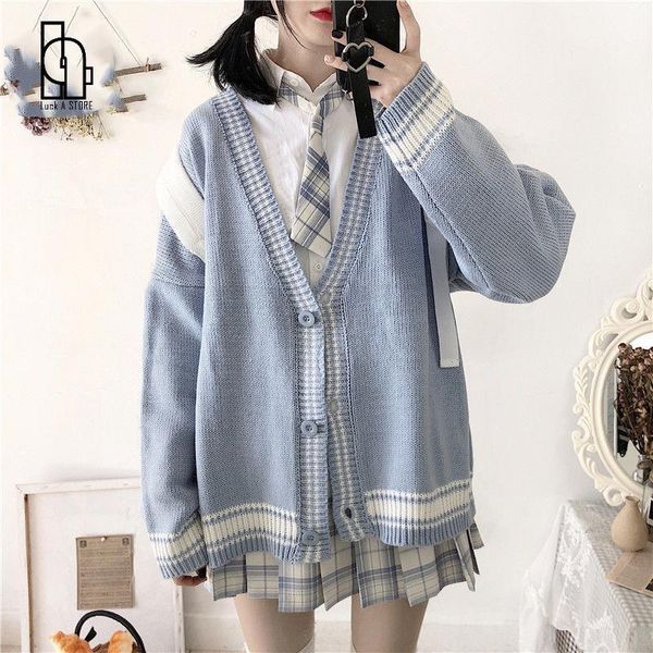 women's knits & tees japanese student sweater all-match oversize kawaii fashion girls chic knit cardigan women striped retro classic pr, White
women's knits & tees japanese student sweater all-match oversize kawaii fashion girls chic knit cardigan women striped retro classic pr, White