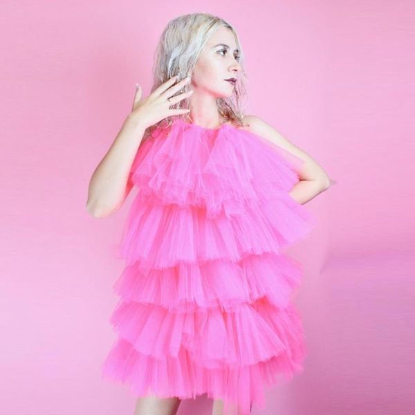 casual dresses summer sweet fuchsia mini tulle for girls ruffles tiered short female dress women halter plus size vestidos, Black;gray
casual dresses summer sweet fuchsia mini tulle for girls ruffles tiered short female dress women halter plus size vestidos, Black;gray