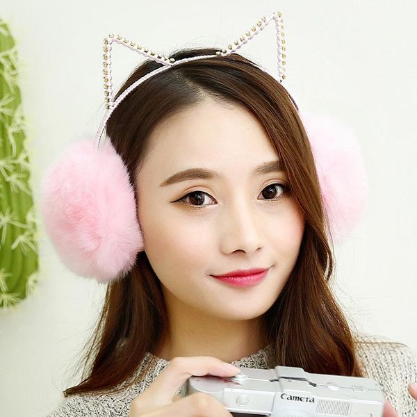 berets lovely cat ears point drill keep warm earmuffs winter female anti- hair plush material ear bag, Blue;gray
berets lovely cat ears point drill keep warm earmuffs winter female anti- hair plush material ear bag, Blue;gray