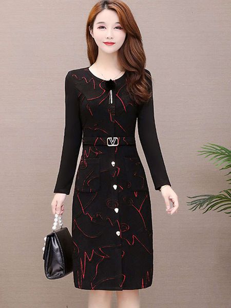 women's spring dress 2021 new lady middle age foreign style mother long sleeve fashion buttock skirt season, Black;gray
women's spring dress 2021 new lady middle age foreign style mother long sleeve fashion buttock skirt season, Black;gray