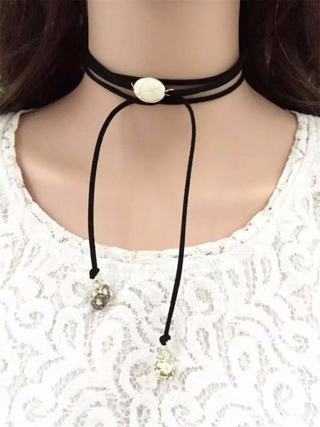 pendant necklaces bohemian handmade choker necklace velvet leather chain natural stone long for women fashion part jewelry, Silver
pendant necklaces bohemian handmade choker necklace velvet leather chain natural stone long for women fashion part jewelry, Silver