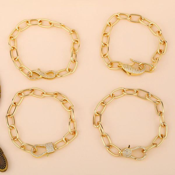 link, chain 2021 fine jewelry simple stylish fashion paved white cz gold pendant connector big link bracelet girl personality gift, Black
link, chain 2021 fine jewelry simple stylish fashion paved white cz gold pendant connector big link bracelet girl personality gift, Black