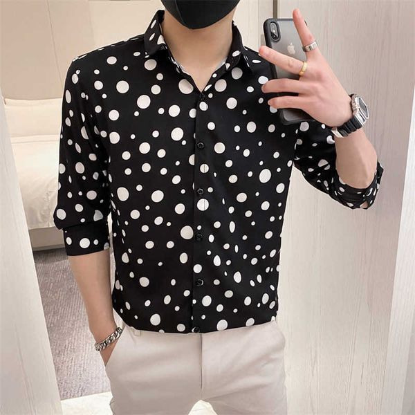polka dot short sleeve shirts men summer fashion slim casual shirt streetwear social party blouse male business dress clothes 210527, White;black
polka dot short sleeve shirts men summer fashion slim casual shirt streetwear social party blouse male business dress clothes 210527, White;black