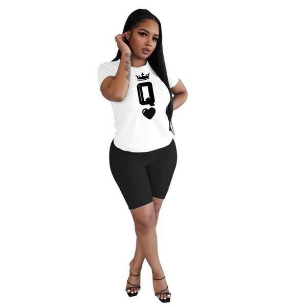 women's jumpsuits & rompers summer women clothing sport poker two piece set tracksuit shorts and t-shirt, Black;white
women's jumpsuits & rompers summer women clothing sport poker two piece set tracksuit shorts and t-shirt, Black;white