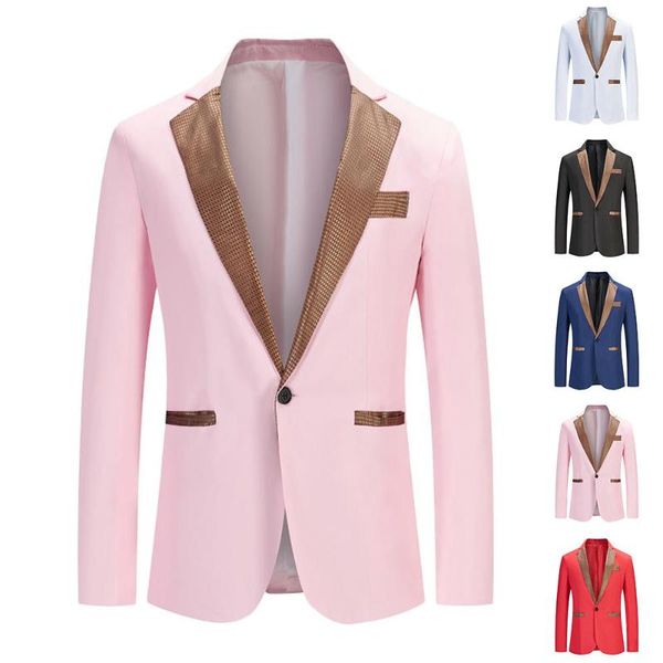 men's suits & blazers formal color block jackets matching single-breasted casual suit jacket men slim vintage blazer, White;black
men's suits & blazers formal color block jackets matching single-breasted casual suit jacket men slim vintage blazer, White;black