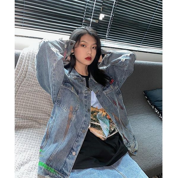 women's jackets denim jacket men's and fashion hole broken korean loose street retro chic coat coats, Black;brown
women's jackets denim jacket men's and fashion hole broken korean loose street retro chic coat coats, Black;brown