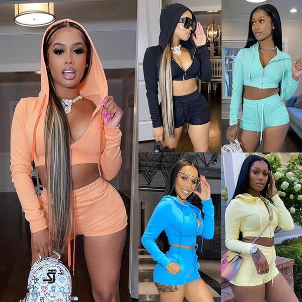 women's tracksuits summer suits 2021 hooded crop coat and drawstring shorts set women two pieces casual sets streetwear, Gray
women's tracksuits summer suits 2021 hooded crop coat and drawstring shorts set women two pieces casual sets streetwear, Gray
