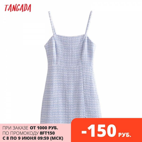 tangada fashion women blue plaid tweed strap dress sleeveless backless back zipper female mini dress 3h87 210609, Black;gray
tangada fashion women blue plaid tweed strap dress sleeveless backless back zipper female mini dress 3h87 210609, Black;gray