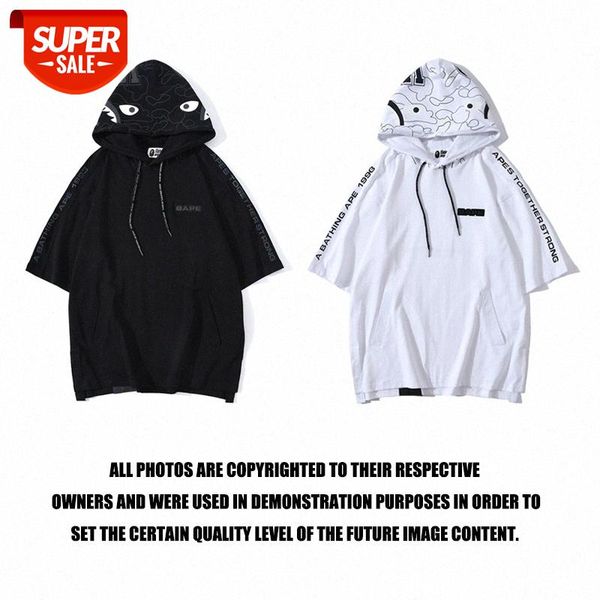 early autumn japanese tide brand reflective color ape head hooded short sleeve t-shirt #wu5d, White;black
early autumn japanese tide brand reflective color ape head hooded short sleeve t-shirt #wu5d, White;black