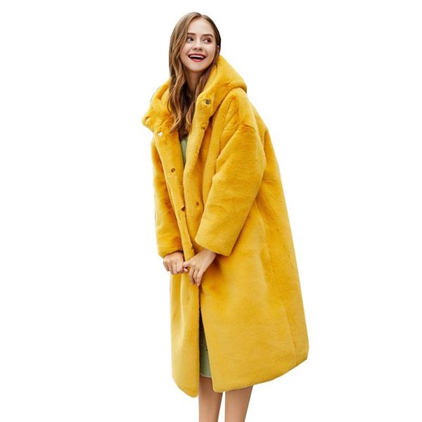 women's fur & faux winter hooded coat women thick warm yellow pink plush jacket fashion long streetwear sleeve overcoat, Black
women's fur & faux winter hooded coat women thick warm yellow pink plush jacket fashion long streetwear sleeve overcoat, Black