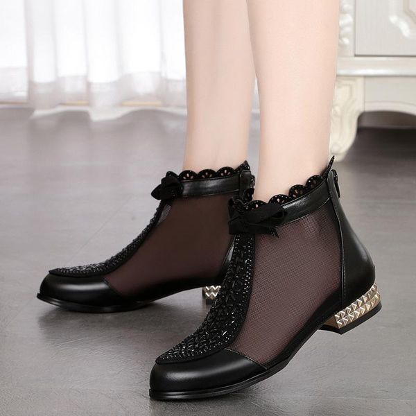 boots genuine leather summer rhinestone bow women's thick heel high sandals mesh hollow breathable shoes plus size 43, Black
boots genuine leather summer rhinestone bow women's thick heel high sandals mesh hollow breathable shoes plus size 43, Black