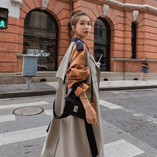 women 2021 autumn winter fashion casual double breasted outwear sashes office coat chic elegant long trench new windbreaker s119, Tan;black
women 2021 autumn winter fashion casual double breasted outwear sashes office coat chic elegant long trench new windbreaker s119, Tan;black