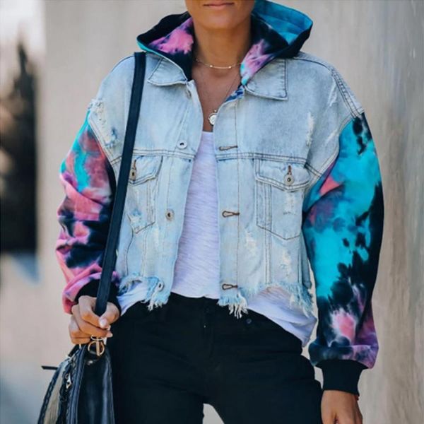 women's jackets women tie dye ripped denim jacket single breasted short coat long sleeve pockets streetwear for daily wear, Black;brown
women's jackets women tie dye ripped denim jacket single breasted short coat long sleeve pockets streetwear for daily wear, Black;brown