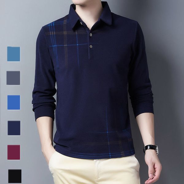 autumn winter warm and slim middle-aged lapel delong plaid long sleeve polo men's t-shirt, Black
autumn winter warm and slim middle-aged lapel delong plaid long sleeve polo men's t-shirt, Black