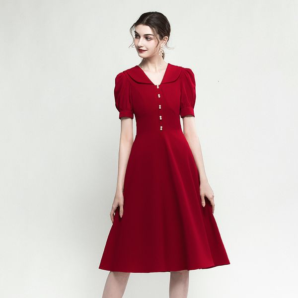 office lady elegant banquet gown exquisite button trim puff sleeve formal party dress burgundy bride es cnvf, Blue;red
office lady elegant banquet gown exquisite button trim puff sleeve formal party dress burgundy bride es cnvf, Blue;red